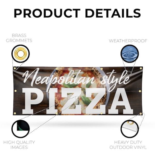 Signmission Neapolitan Pizza, 36 Inch x 96 Inch, Vinyl Banner - B-96-30749