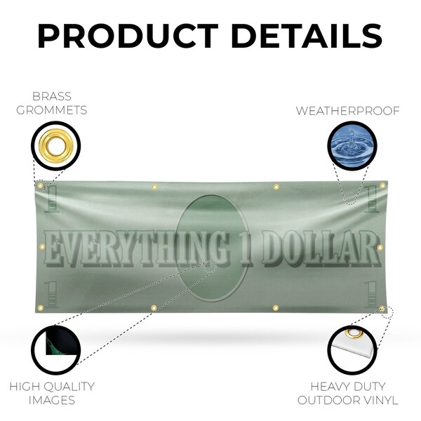 Signmission Everything 1 Dollar, 36 Inch x 96 Inch, Vinyl Banner - B-96-30565