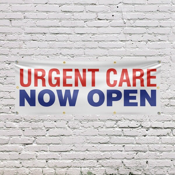 Signmission Urgent Care Now Open, 36 Inch x 96 Inch, Vinyl Banner - B-96-30900