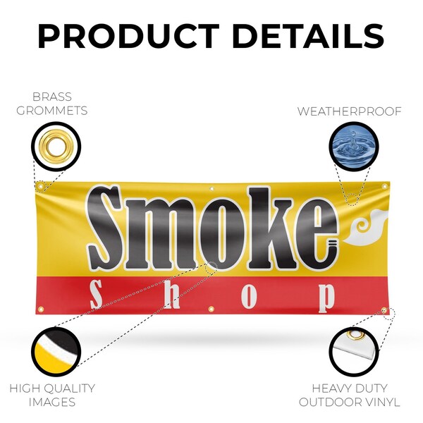 Signmission Smoke Shop, 24 Inch x 72 Inch, Vinyl Banner - B-72-30859