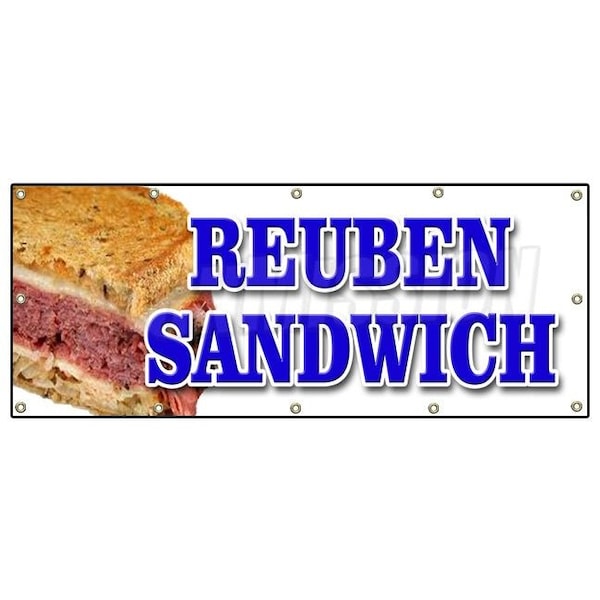 Signmission Reuben Sandwich Banner Heavy Duty 13 Oz Vinyl with Grommets - B-120 REUBEN SANDWICH