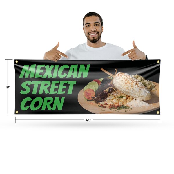 Signmission Mexican Street Corn, 18 Inch x 48 Inch, Vinyl Banner - B-30738
