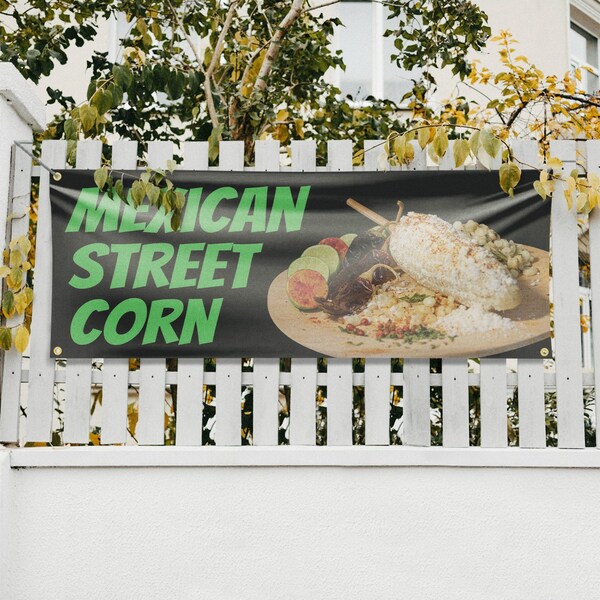Signmission Mexican Street Corn, 18 Inch x 48 Inch, Vinyl Banner - B-30738
