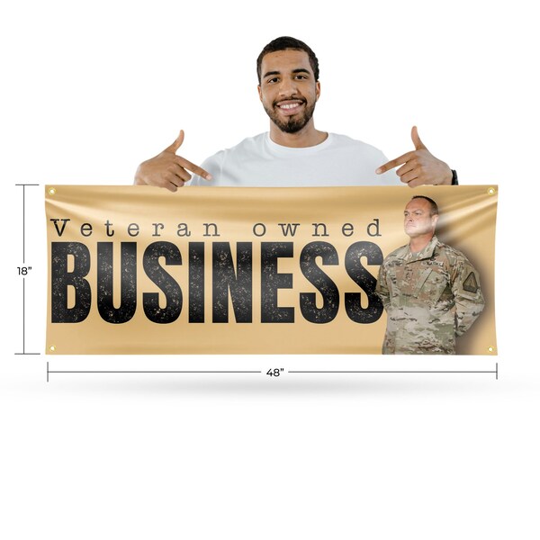 Signmission Veteran Owned Business, 18 Inch x 48 Inch, Vinyl Banner - B-30915