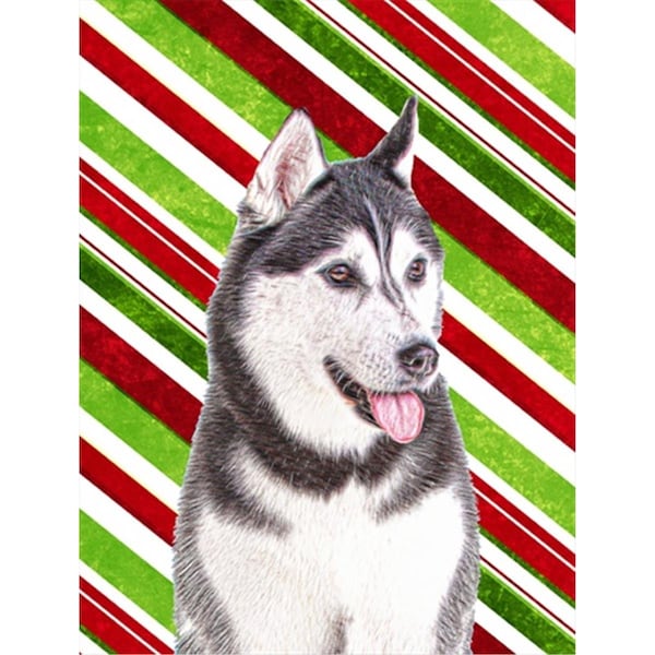 Patioplus Candy Cane Holiday Christmas Alaskan Malamute Flag Garden Size - PA249795