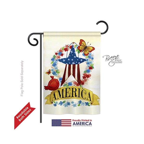 Gardencontrol Patriotic America Banner Star 2-Sided Impression Garden Flag - 13 x 18.5 in. - GA844464