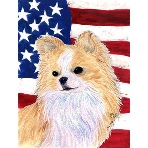Patioplus 11 x 15 in. Usa American Flag With Chihuahua Flag Garden Size - PA252052