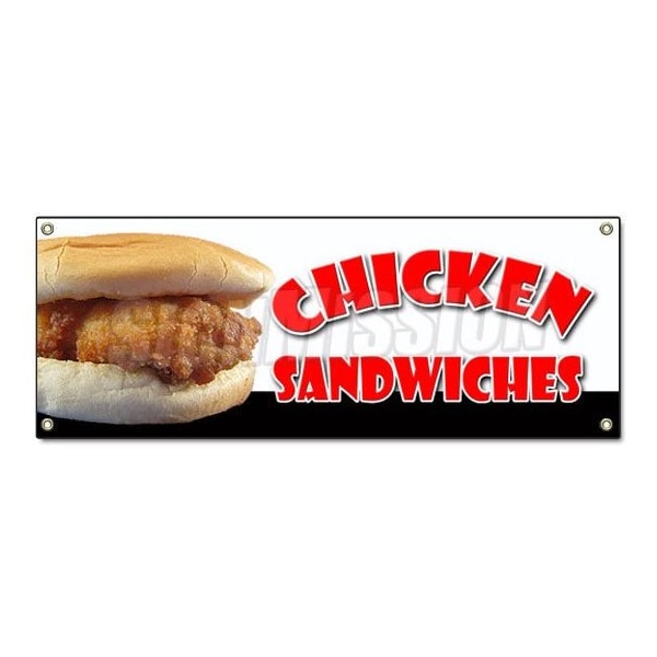 Signmission CHICKEN SANDWICH BANNER SIGN fried restaurant signs grilled char broiled - B-CHICKEN SANDWICH