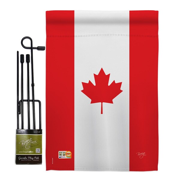 Gardencontrol 13 x 18.5 in. Canada Nationality Vertical Double Sided Garden Flag Set with Banner Pole - GA4106894