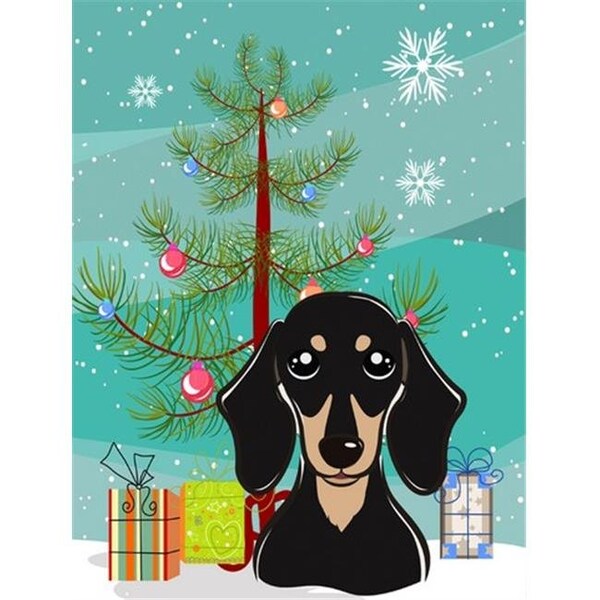 Carolines Treasures Carolines Treasures BB1587CHF Christmas Tree And Smooth Black And Tan Dachshund Flag Canvas House Size - BB1587CHF