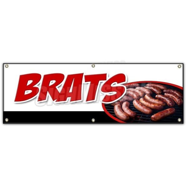 Signmission BRATS BANNER SIGN bratwurst beer wisconsin cheese grilled battered - B-72 BRATS