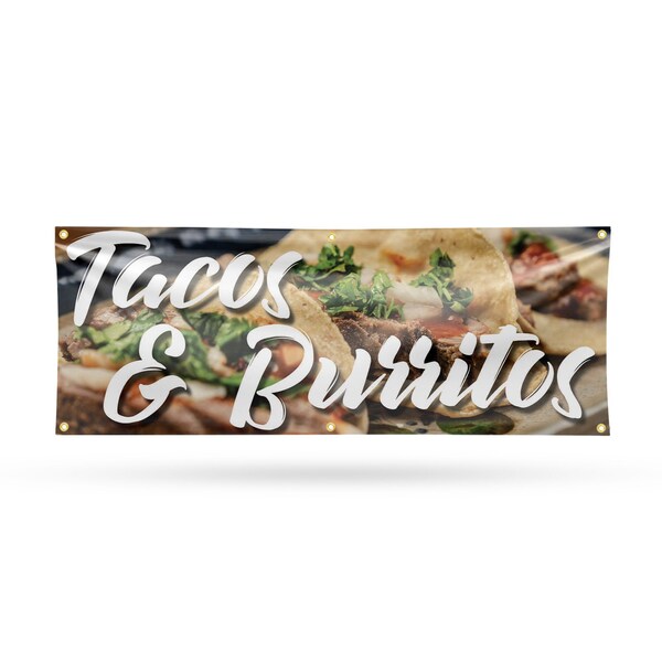 Signmission Tacos and Burritos, 24 Inch x 72 Inch, Vinyl Banner - B-72-30877