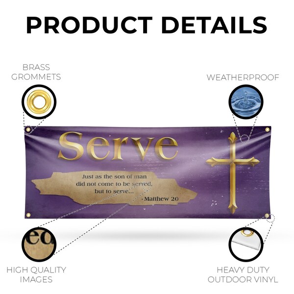 Signmission Jesus Serve, 18 Inch x 48 Inch, Vinyl Banner - B-30711