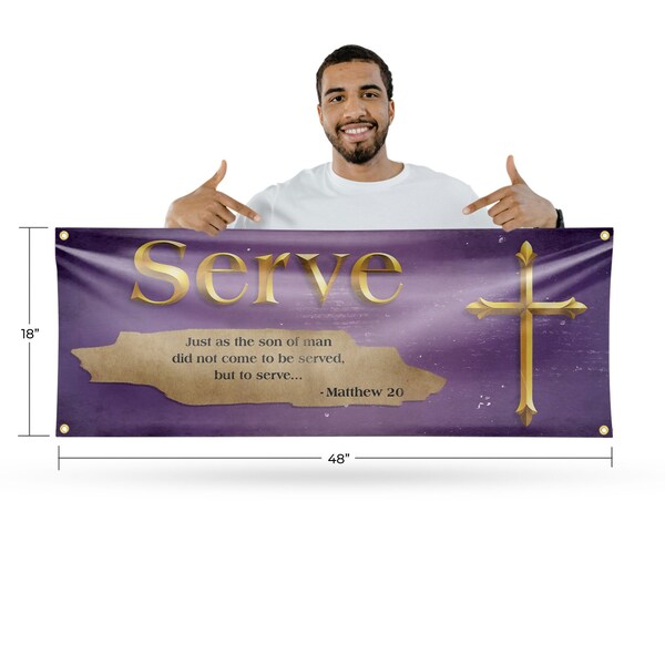 Signmission Jesus Serve, 18 Inch x 48 Inch, Vinyl Banner - B-30711