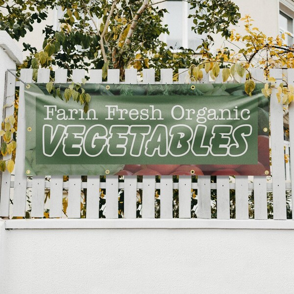 Signmission Farm Fresh Organic Vegetables, 36 Inch x 96 Inch, Vinyl Banner - B-96-30606