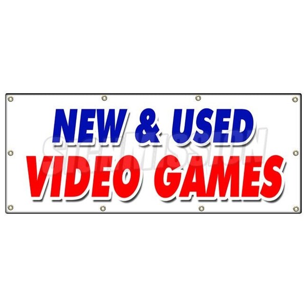 Signmission NEW AND USED VIDEO GAMES BANNER SIGN huge sale game retail store - B-96 NEW AND USED VIDEO GAMES