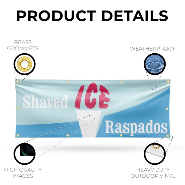 Signmission Shaved Ice Raspados, 36 Inch x 96 Inch, Vinyl Banner - B-96-30853