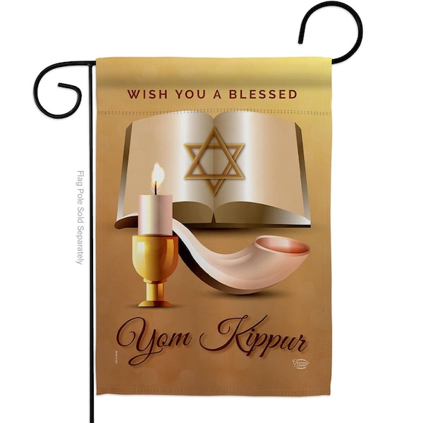 Cuadrilatero Yom Kipper Blessed Religious Kippur Double-Sided Decorative Garden Flag, Multi Color - CU3891036