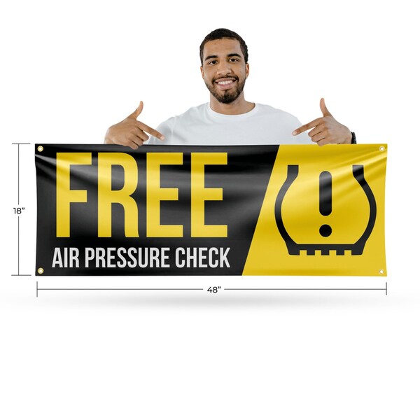 Signmission Free Air Pressure Check, 18 Inch x 48 Inch, Vinyl Banner - B-30641