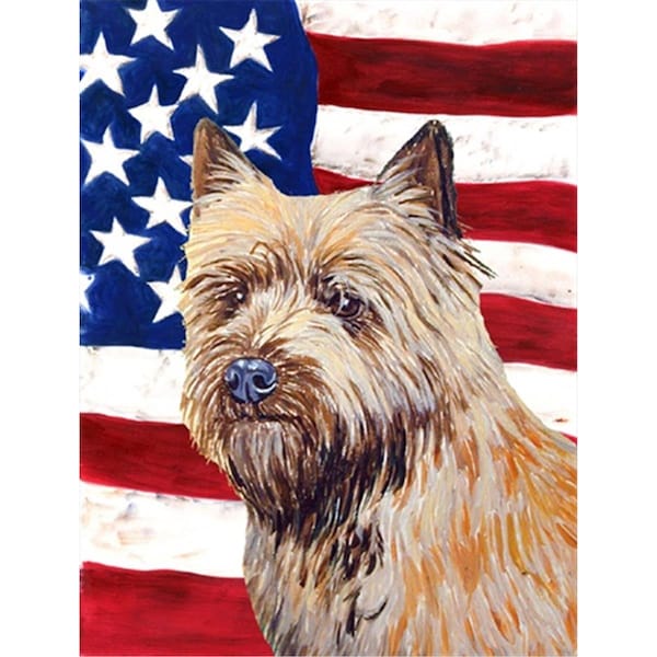 Patioplus 28 x 40 in. USA American Flag with Cairn Terrier House Size Canvas Flag - PA2554602