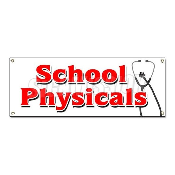 Signmission SCHOOL PHYSICALS BANNER SIGN no appointment walk-in flu shots health - B-SCHOOL PHYSICALS