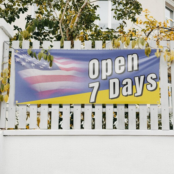 Signmission Open 7 Days, 18 Inch x 48 Inch, Vinyl Banner - B-30770