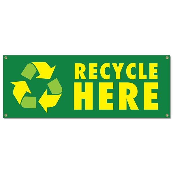 Signmission Recycle Here, 18 Inch, Banner - B-30419