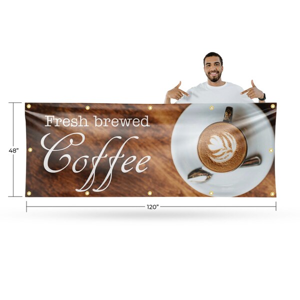 Signmission Fresh Brewed Coffee, 48 Inch x 120 Inch, Vinyl Banner - B-120-30652