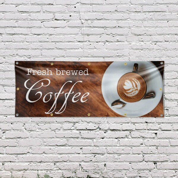 Signmission Fresh Brewed Coffee, 48 Inch x 120 Inch, Vinyl Banner - B-120-30652
