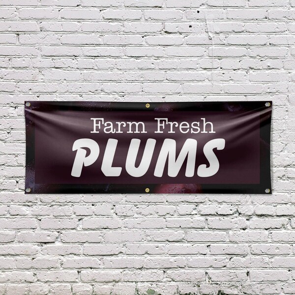Signmission Farm Fresh Plums, 24 Inch x 72 Inch, Vinyl Banner - B-72-30609