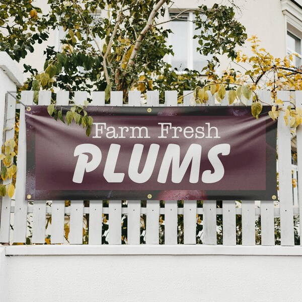 Signmission Farm Fresh Plums, 24 Inch x 72 Inch, Vinyl Banner - B-72-30609
