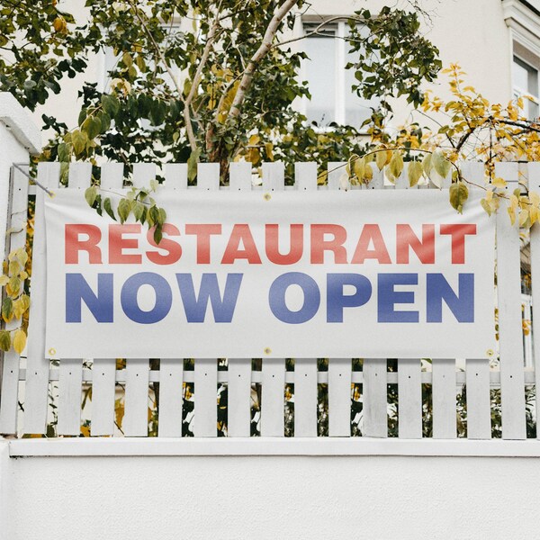 Signmission Restaurant Now Open, 24 Inch x 72 Inch, Vinyl Banner - B-72-30834