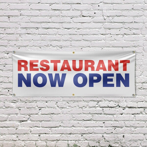 Signmission Restaurant Now Open, 24 Inch x 72 Inch, Vinyl Banner - B-72-30834