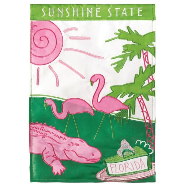 Dicksons 13 x 18 in Flag Double Applique Florida Sunshine State Polyester Garden - M010107