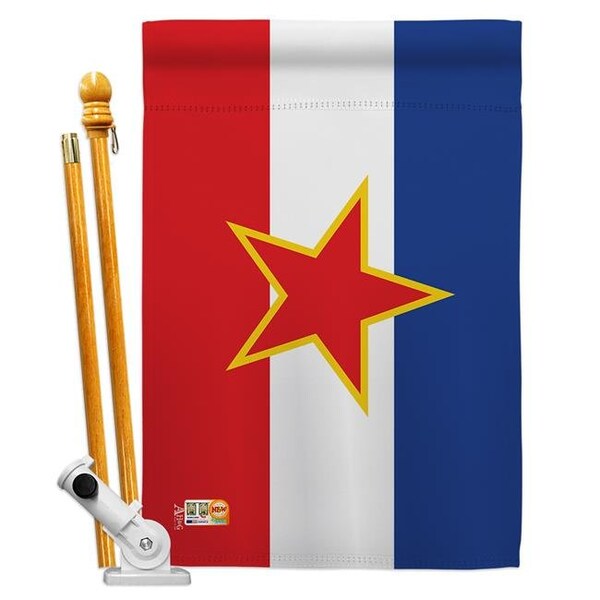 Americana Home & Garden Americana Home & Garden AA-CY-HS-140258-IP-BO-D-US18-AG 28 x 40 in. Yugoslavia Flags of the World Nationality Impressions Decorative Vertical Double Sided House Flag Set & Pole Bracket Hardware Flag Set - HS140258-BO