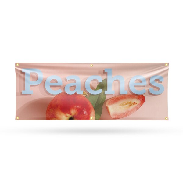 Signmission Peaches, 24 Inch x 72 Inch, Vinyl Banner - B-72-30782
