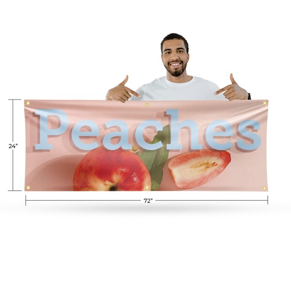 Signmission Peaches, 24 Inch x 72 Inch, Vinyl Banner - B-72-30782
