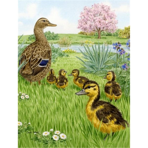 Carolines Treasures Female Mallard Duck and Ducklings Flag Garden Size - ASA2105GF