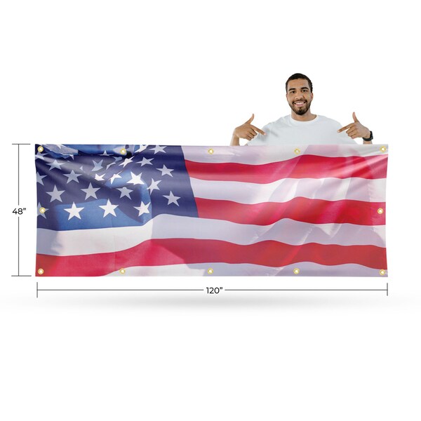 Signmission American Flag, 48 Inch x 120 Inch, Vinyl Banner - B-120-30461