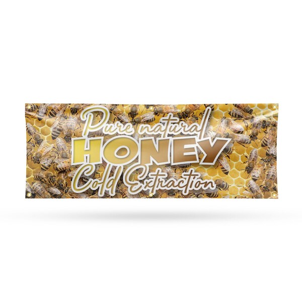 Signmission Pure Natural Honey Cold Extracted, 24 Inch x 72 Inch, Vinyl Banner - B-72-30826