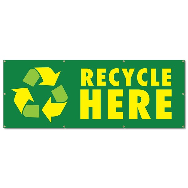 Signmission Recycle Here, 36 Inch, Banner - B-96-30419