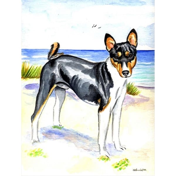 Patioplus Tricolor Basenji at the beach Flag - Garden Size, 11 x 15 in. - PA55174