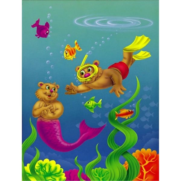 Carolines Treasures Teddy Bear Mermaid and Diver Flag Garden Size - APH0414GF
