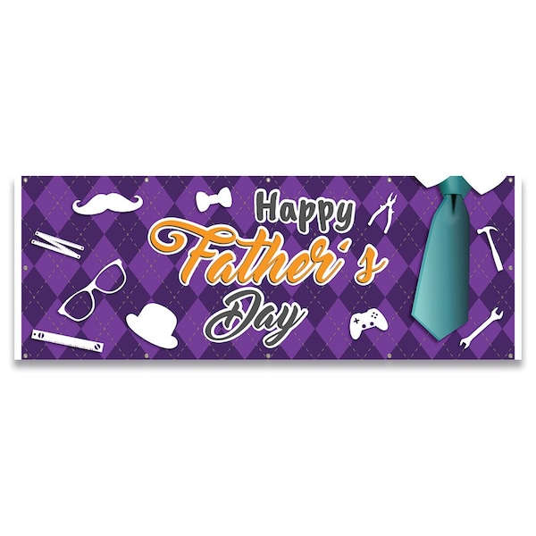 Signmission Happy Fathers Day Banner Concession Stand Food Truck Single Sided - B-120-30084