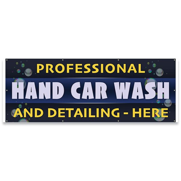 Signmission Professional Car Wash and Detailing Here Banner Concession Stand Food Truck Single Sided - B-96-30137