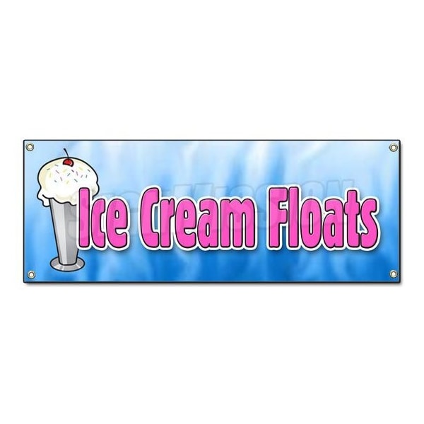Signmission ICE CREAM FLOATS BANNER SIGN cones sundae soda banana split homemade creamy - B-ICE CREAM FLOATS