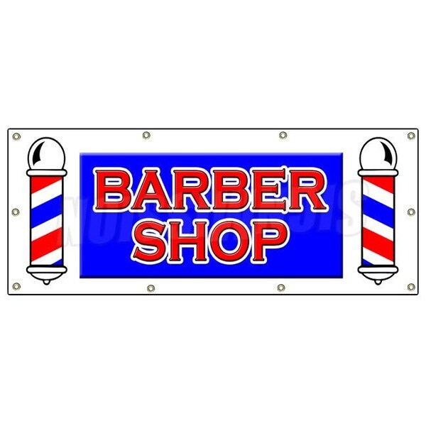Signmission Barber Shop Banner Heavy Duty 13 Oz Vinyl with Grommets Single Sided - B-96 BARBER SHOP