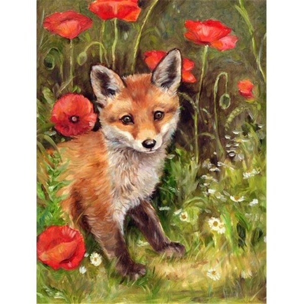Carolines Treasures Carolines Treasures CDCO0226CHF Fox Cub by Debbie Cook Flag Canvas House Size - CDCO0226CHF