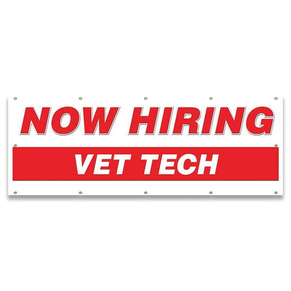 Signmission Now Hiring Vet Tech Banner Apply Inside Accepting Application Single Sided - B-120-30319