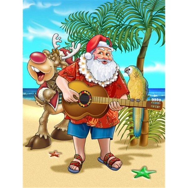 Carolines Treasures Beach Christmas Santa Claus Island Time Flag Garden Size - APH5151GF